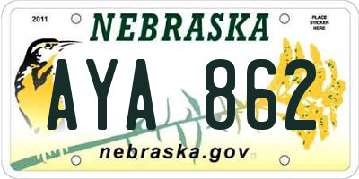 NE license plate AYA862