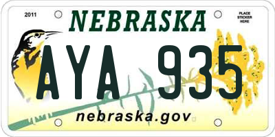 NE license plate AYA935