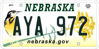 NE license plate AYA972
