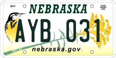 NE license plate AYB031