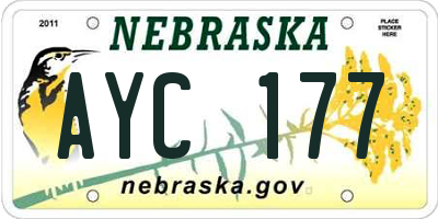NE license plate AYC177