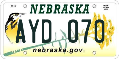 NE license plate AYD070