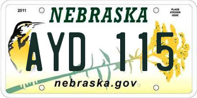 NE license plate AYD115