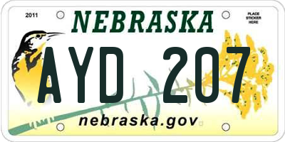 NE license plate AYD207