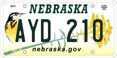 NE license plate AYD210