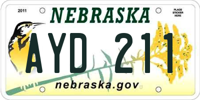 NE license plate AYD211