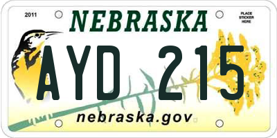NE license plate AYD215