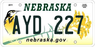 NE license plate AYD227