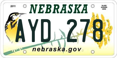 NE license plate AYD278