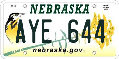 NE license plate AYE644