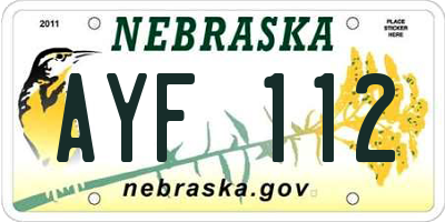 NE license plate AYF112