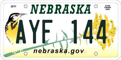 NE license plate AYF144