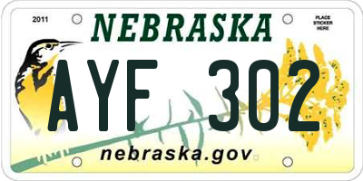NE license plate AYF302