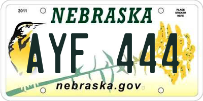 NE license plate AYF444