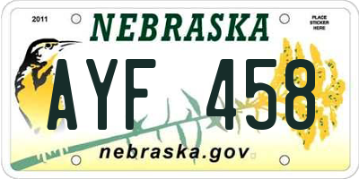 NE license plate AYF458