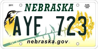 NE license plate AYF723