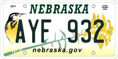 NE license plate AYF932