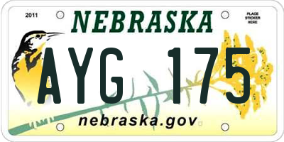 NE license plate AYG175