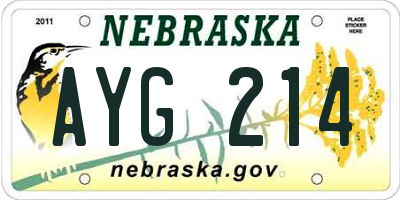 NE license plate AYG214