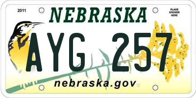 NE license plate AYG257