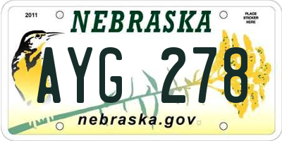 NE license plate AYG278