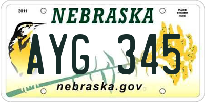 NE license plate AYG345