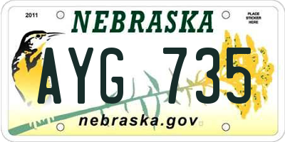 NE license plate AYG735