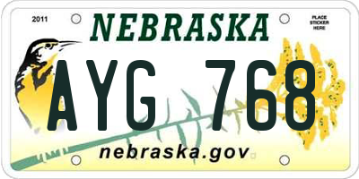NE license plate AYG768