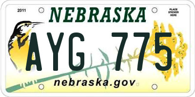 NE license plate AYG775
