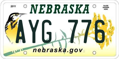 NE license plate AYG776