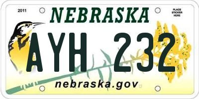 NE license plate AYH232