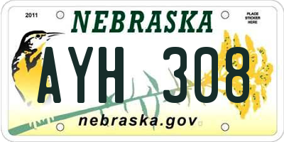 NE license plate AYH308