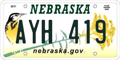 NE license plate AYH419