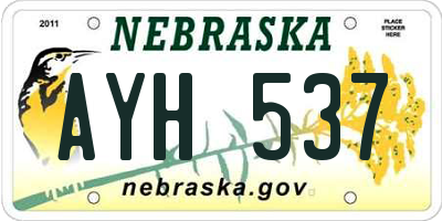 NE license plate AYH537