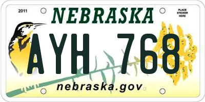 NE license plate AYH768