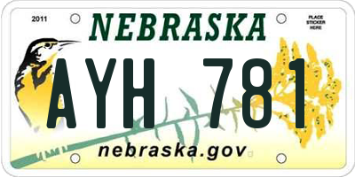 NE license plate AYH781