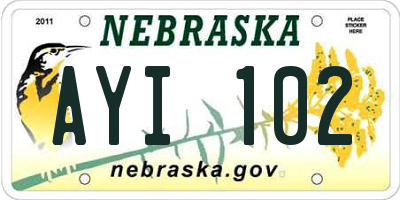 NE license plate AYI102