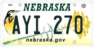 NE license plate AYI270