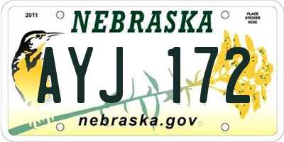 NE license plate AYJ172