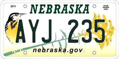 NE license plate AYJ235