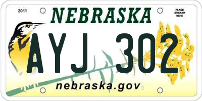 NE license plate AYJ302