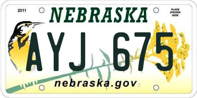 NE license plate AYJ675