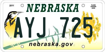 NE license plate AYJ725