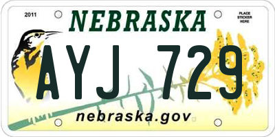 NE license plate AYJ729