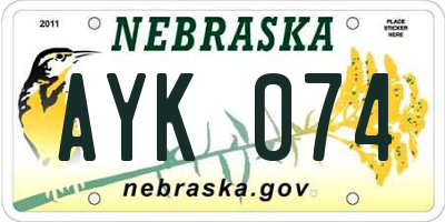 NE license plate AYK074