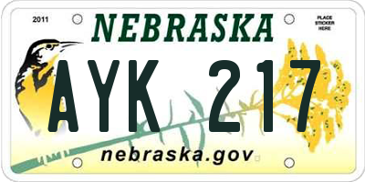 NE license plate AYK217