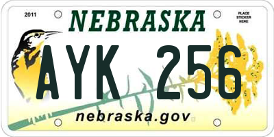 NE license plate AYK256