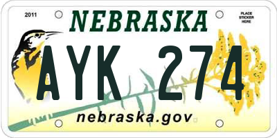 NE license plate AYK274