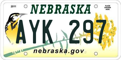 NE license plate AYK297