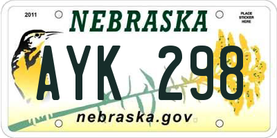 NE license plate AYK298